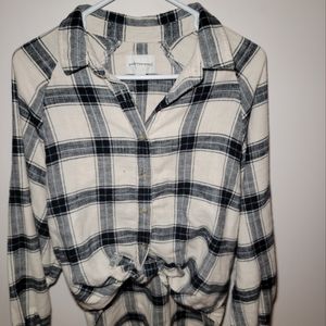 American Eagle Flannel Tie-Front Shirt